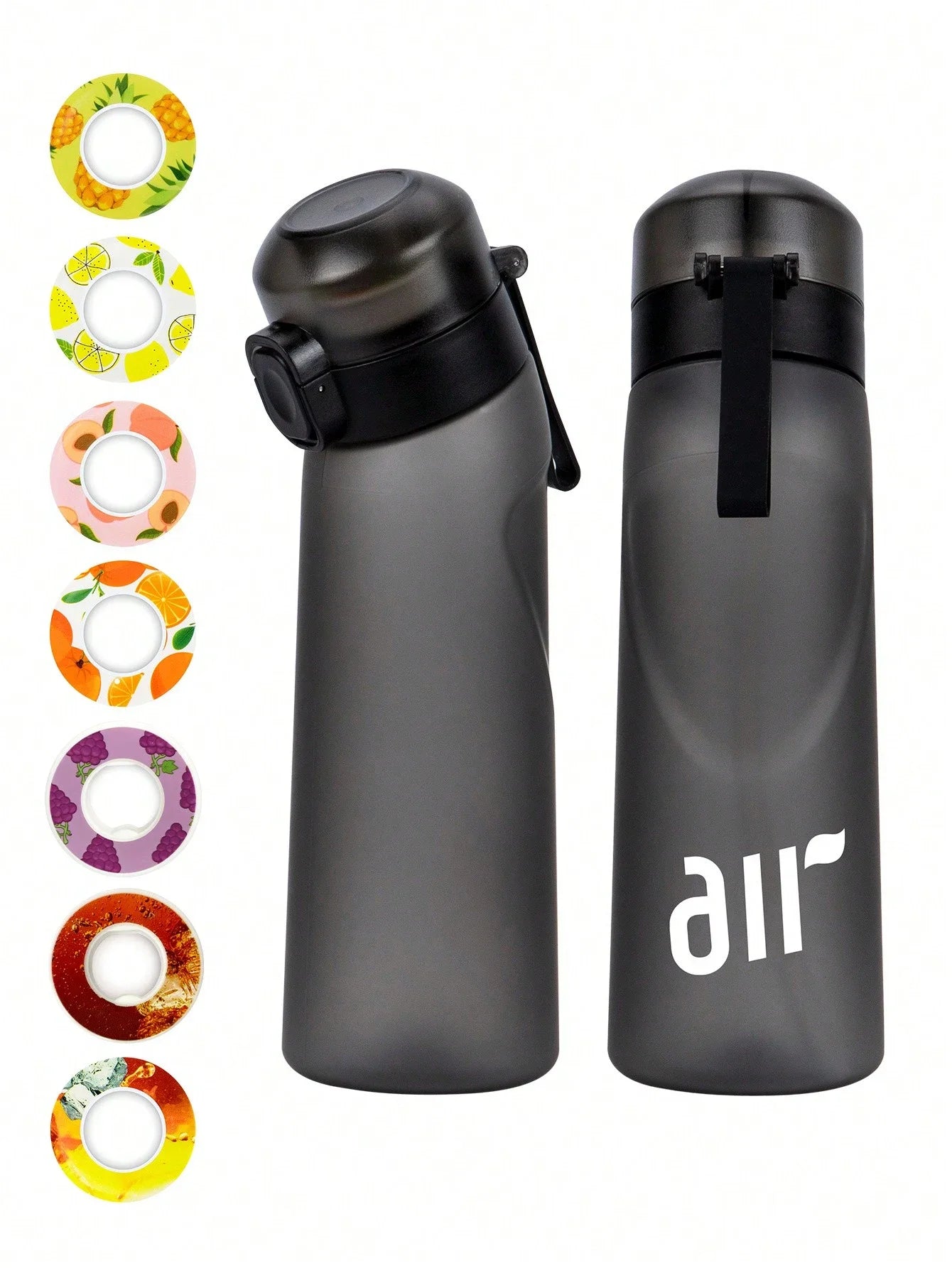 1pc Air Water Bottle With 1pc Random Round Shape Flavor Pod Sports Straw Plastic Cup Leak Proof Outdoor Travel Sports Bottles