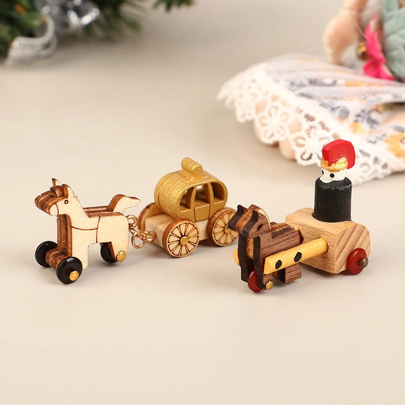 Christmas Handmade Wooden Music Box DIY Car Train Assembly Music Box Base Small Ornament Micro Landscape New Year Navidad Gift