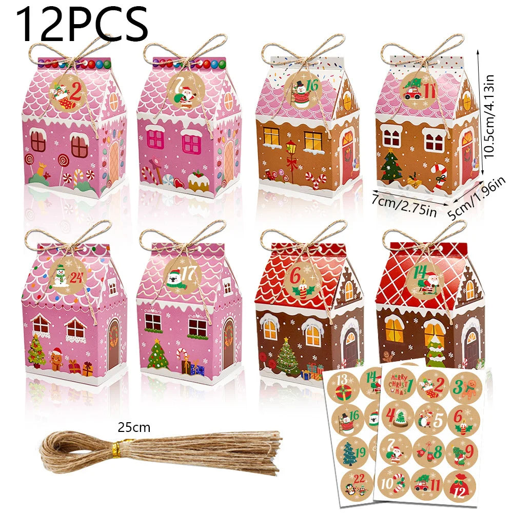 12/24pcs Small Christmas Gingerbread Treat Boxes