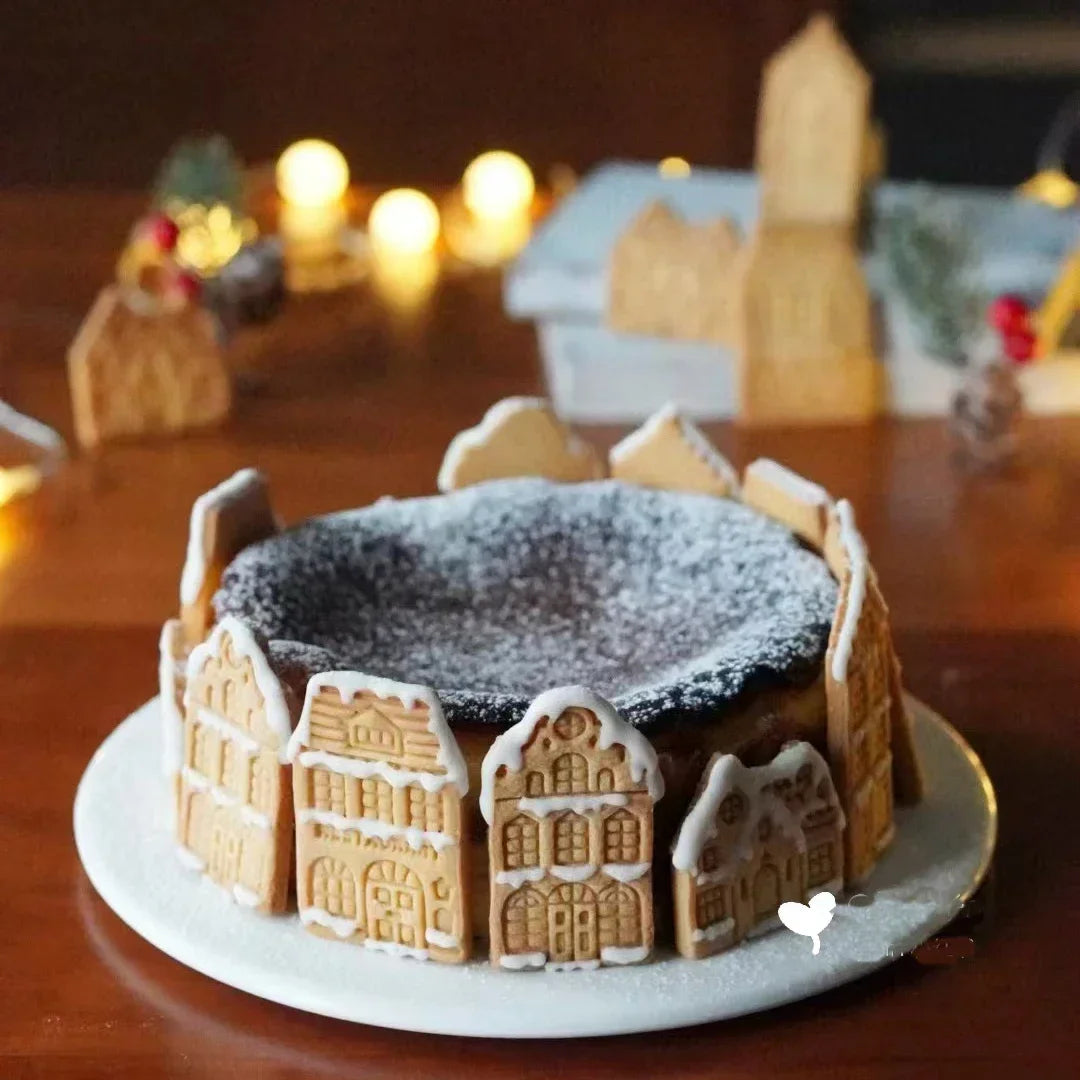 4Pcs Christmas Gingerbread House Pattern Cookie Cutter Biscuit Stamp