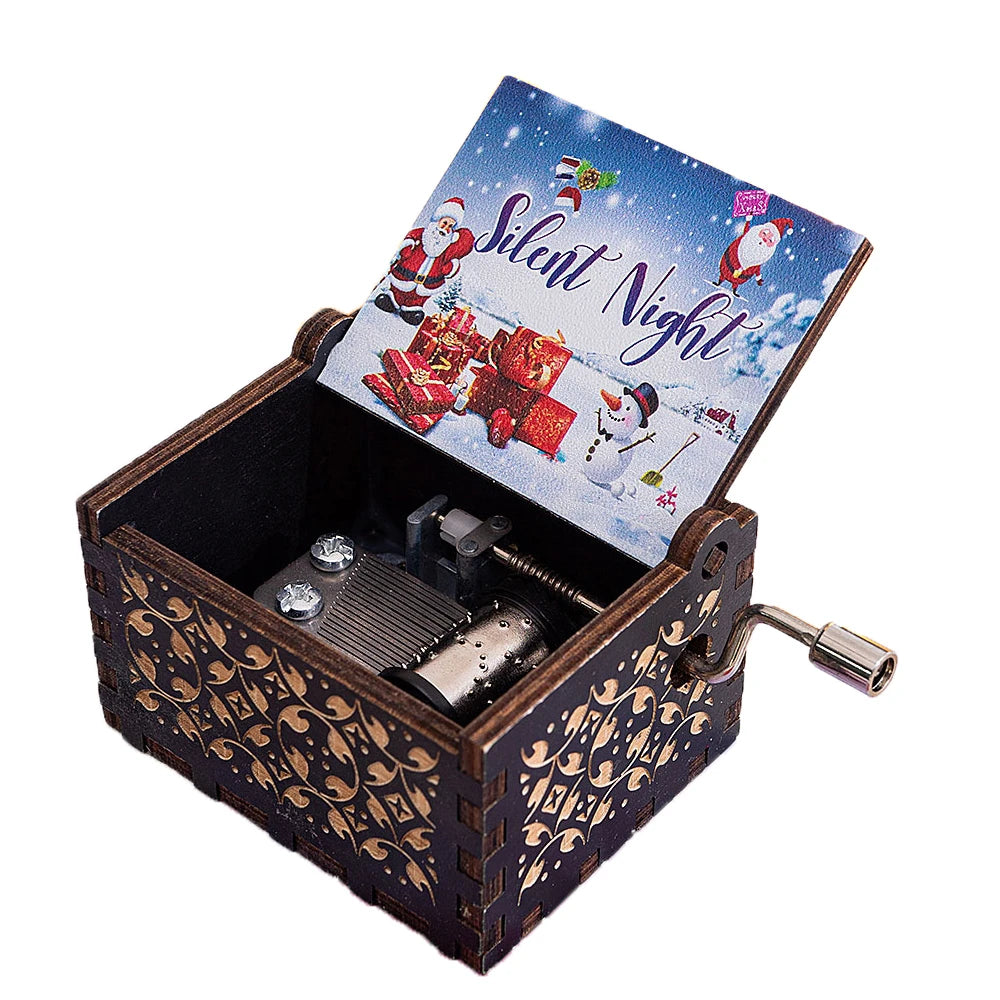 Wooden Hand-Crank Music Box – “We Wish You a Merry Christmas”