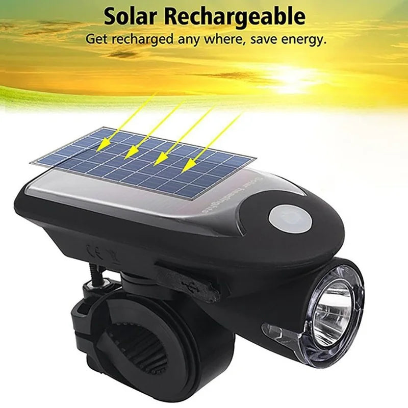 🚴♂️ USB and Solar Powered LED Bicycle Light Set – Front Headlight & Rear Taillight, Waterproof, Rechargeable
