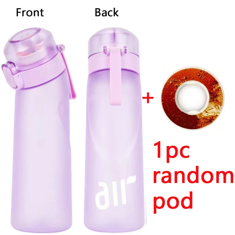 1pc Air Water Bottle With 1pc Random Round Shape Flavor Pod Sports Straw Plastic Cup Leak Proof Outdoor Travel Sports Bottles