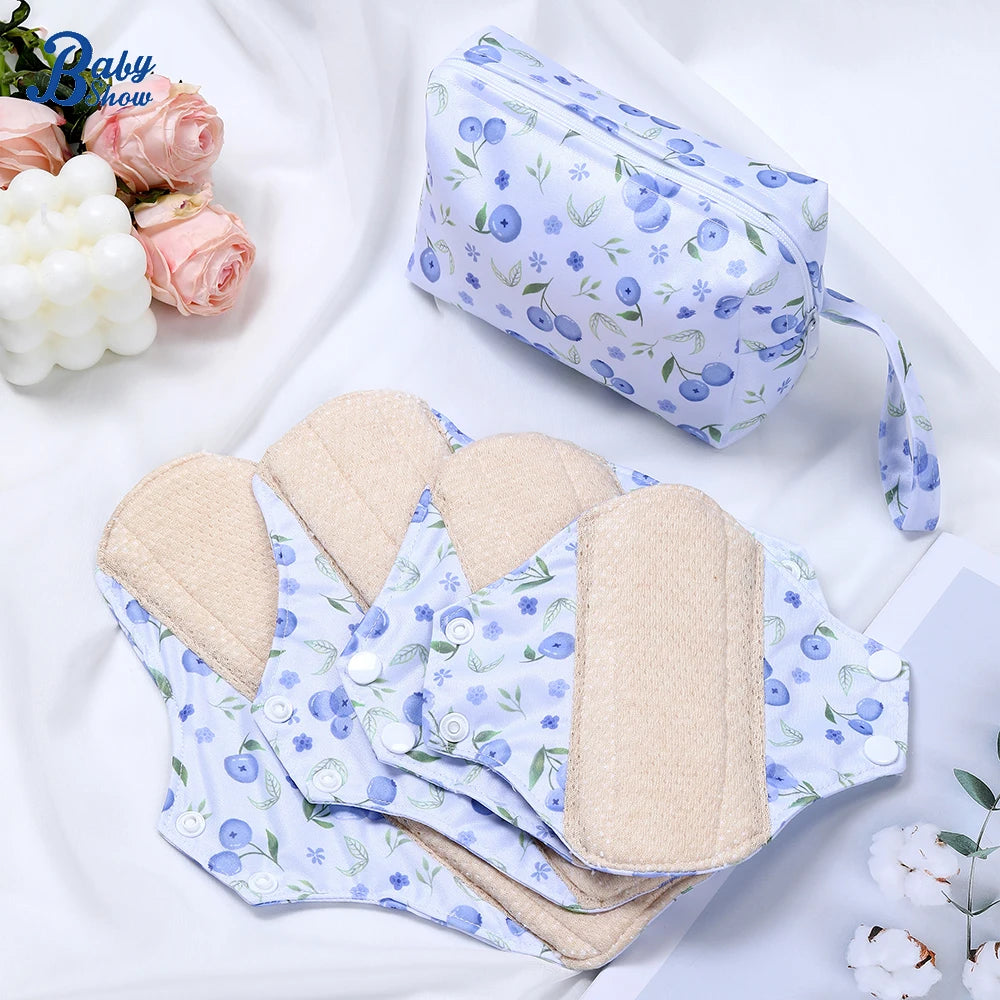 4pcs/Set Including 1pc Mini Wet Bag Mesh Cotton Lining Cloth Menstrual Pads Reusable Sanitary Pads Mama Panty Liners