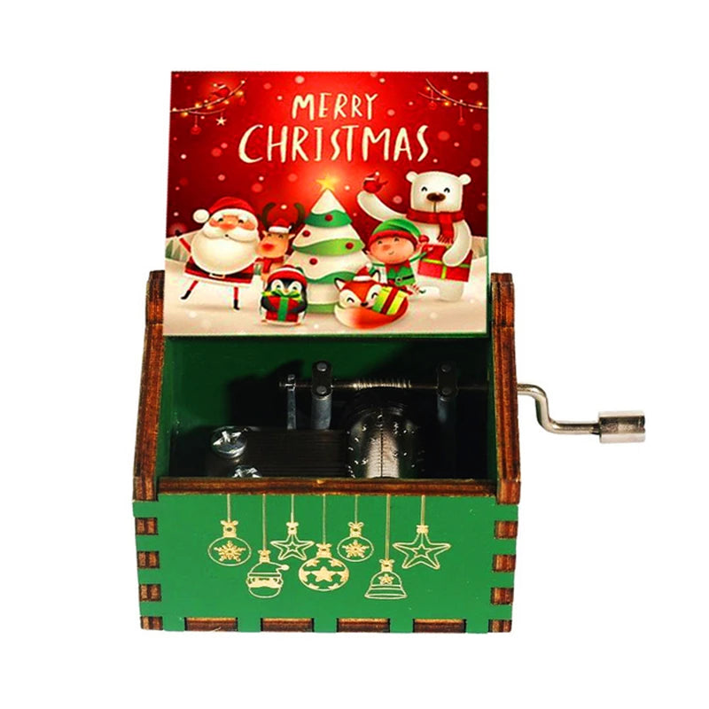 Wooden Hand-Crank Music Box – “We Wish You a Merry Christmas”