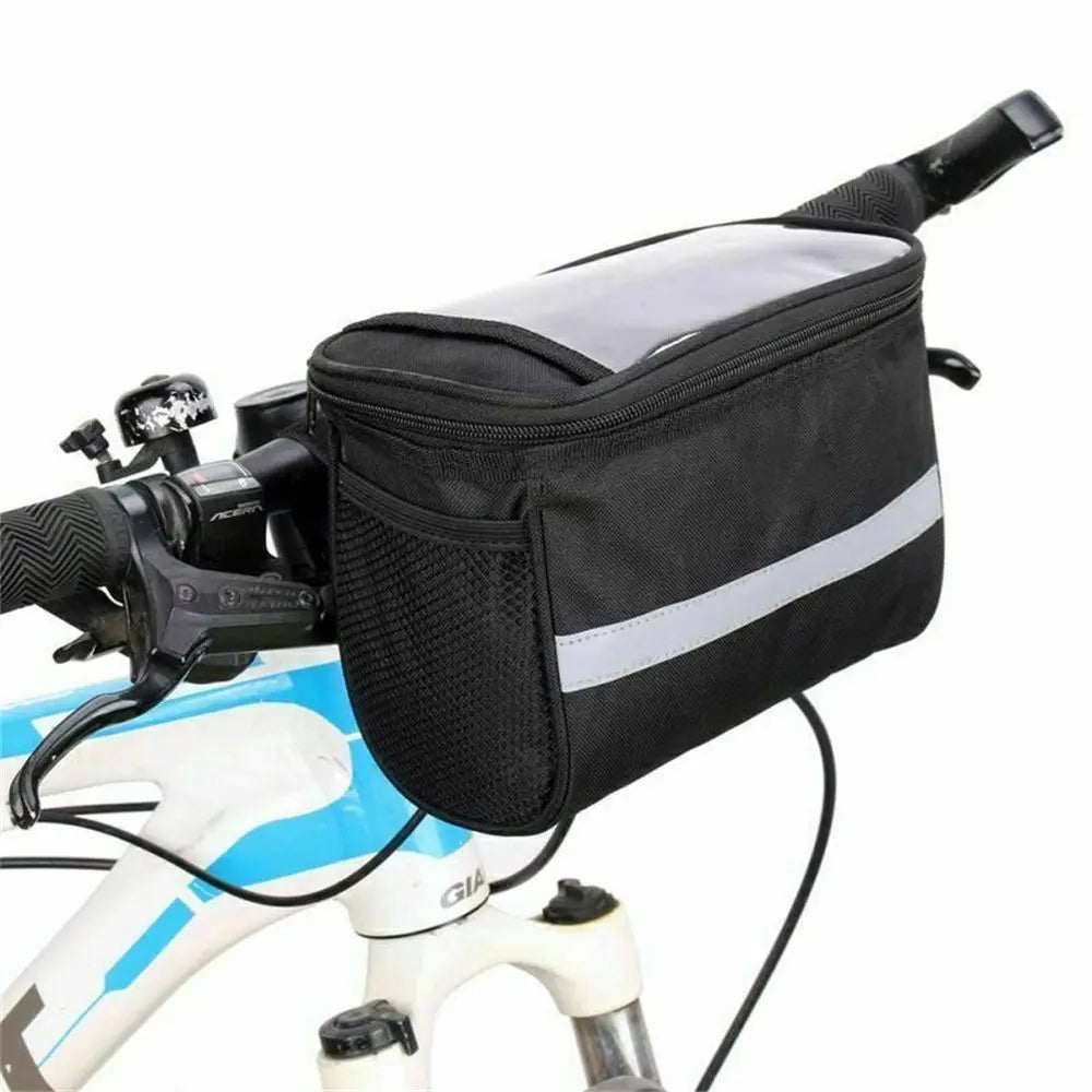 Waterproof Bicycle Handlebar Bag with Phone Holder & Reflective Strips