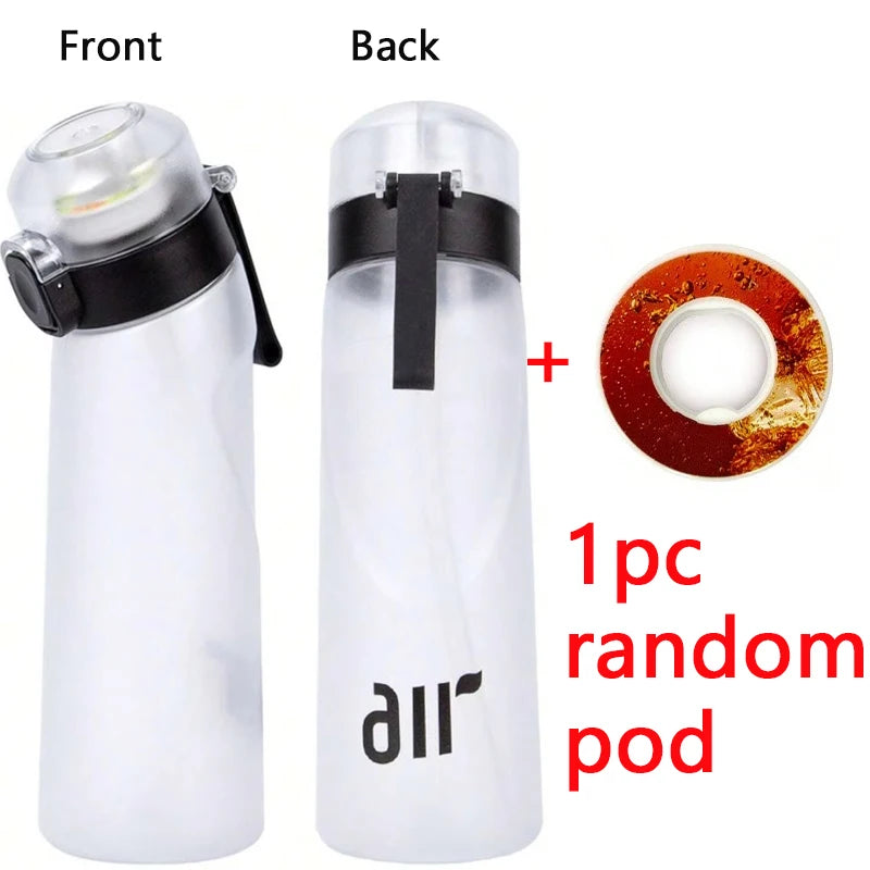 1pc Air Water Bottle With 1pc Random Round Shape Flavor Pod Sports Straw Plastic Cup Leak Proof Outdoor Travel Sports Bottles