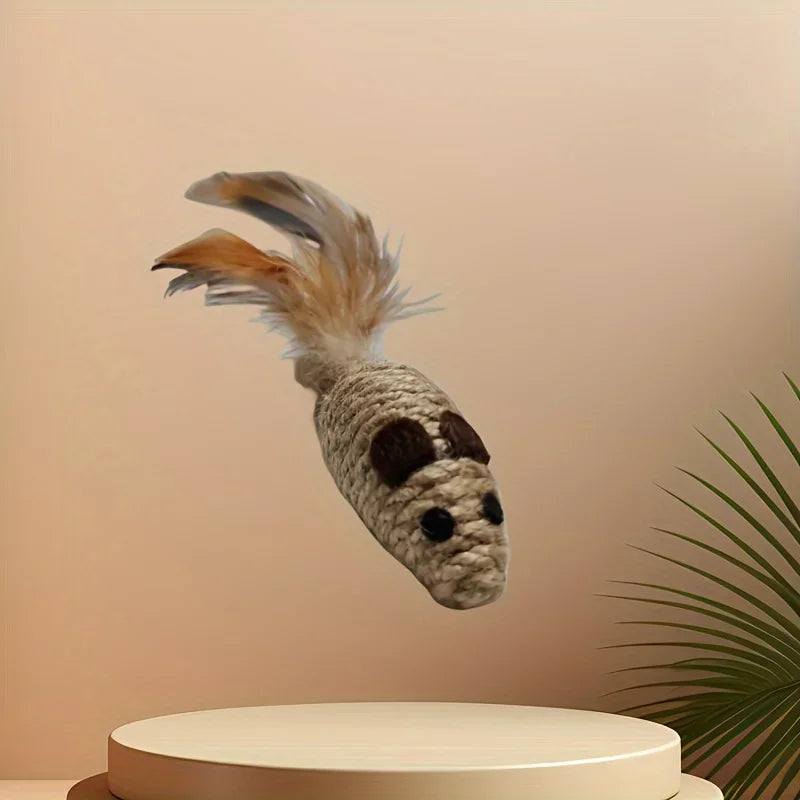 1/4 stuks Sisal Valse Muis Kattenspeelgoed Bijtbestendig Knuffelspeelgoed Interactief Kattenspeelgoed Simulatie Muizen Kitten Zelfspelend Pluchen Speelgoed