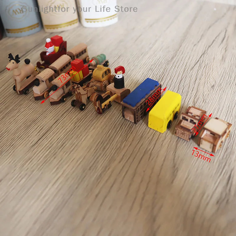 Christmas Handmade Wooden Music Box DIY Car Train Assembly Music Box Base Small Ornament Micro Landscape New Year Navidad Gift