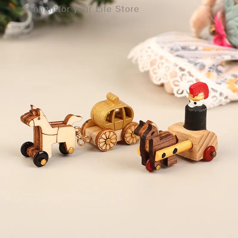 Christmas Handmade Wooden Music Box DIY Car Train Assembly Music Box Base Small Ornament Micro Landscape New Year Navidad Gift