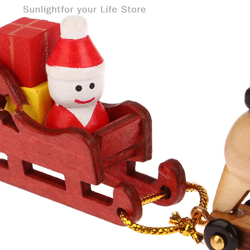 Christmas Handmade Wooden Music Box DIY Car Train Assembly Music Box Base Small Ornament Micro Landscape New Year Navidad Gift