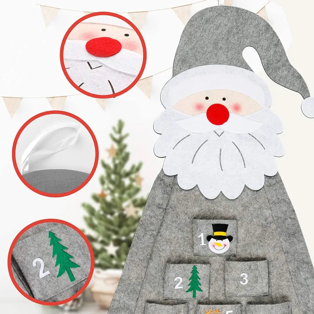 Reusable Felt Christmas Advent Calendar โ 24-Day Countdown with Pockets