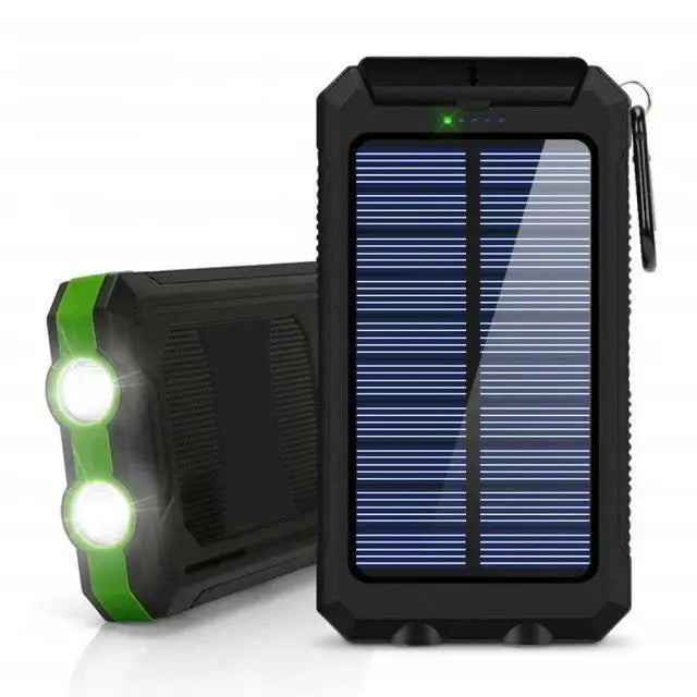 ☀️ Solar Power Bank – Portable Charger with LED Flashlight & Compass (20W)