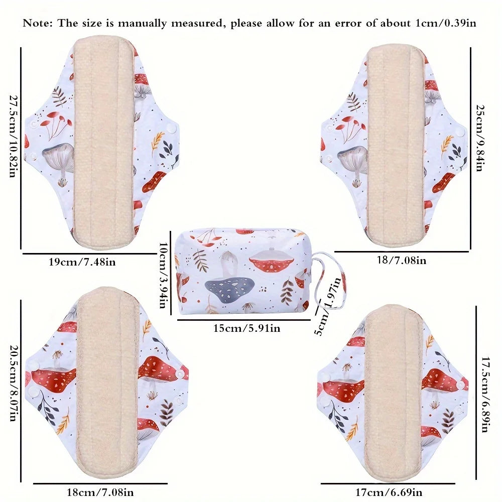 4pcs/Set Including 1pc Mini Wet Bag Mesh Cotton Lining Cloth Menstrual Pads Reusable Sanitary Pads Mama Panty Liners