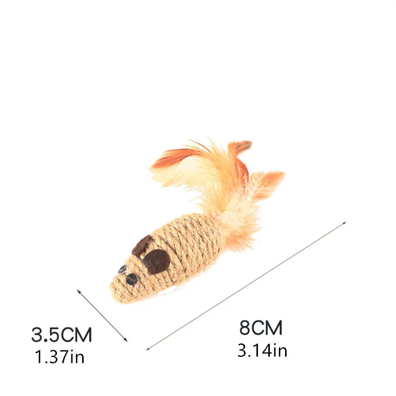 1/4 stuks Sisal Valse Muis Kattenspeelgoed Bijtbestendig Knuffelspeelgoed Interactief Kattenspeelgoed Simulatie Muizen Kitten Zelfspelend Pluchen Speelgoed