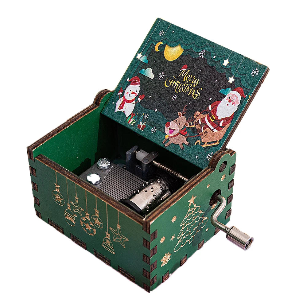 Wooden Hand-Crank Music Box – “We Wish You a Merry Christmas”