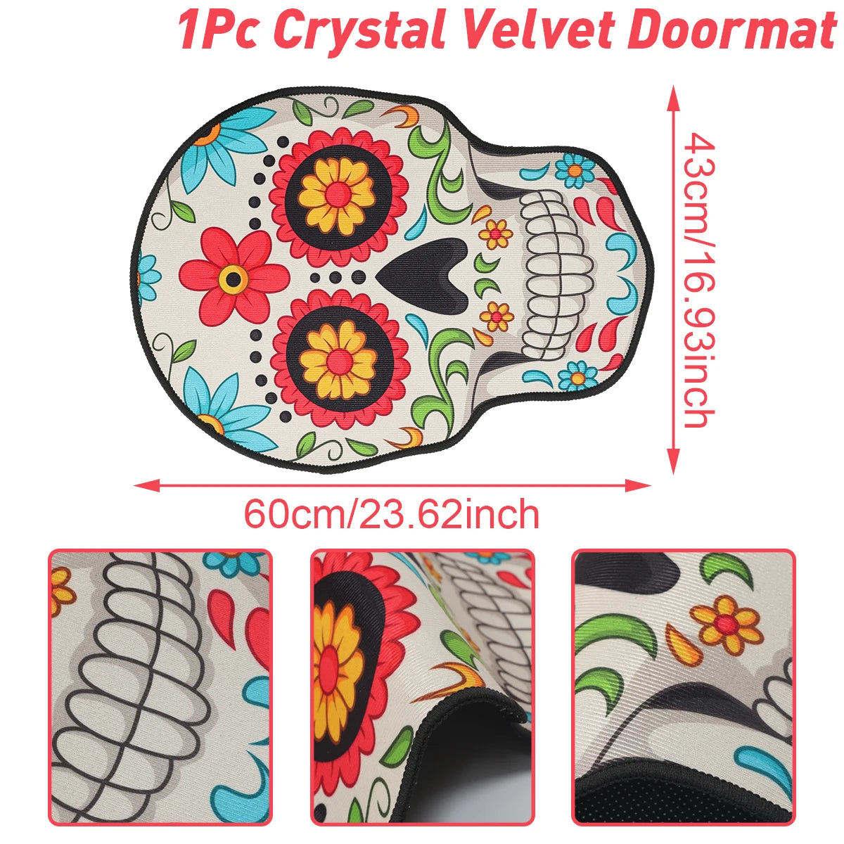 Skull Doormat – Mexican Day of the Dead & Halloween Entrance Rug