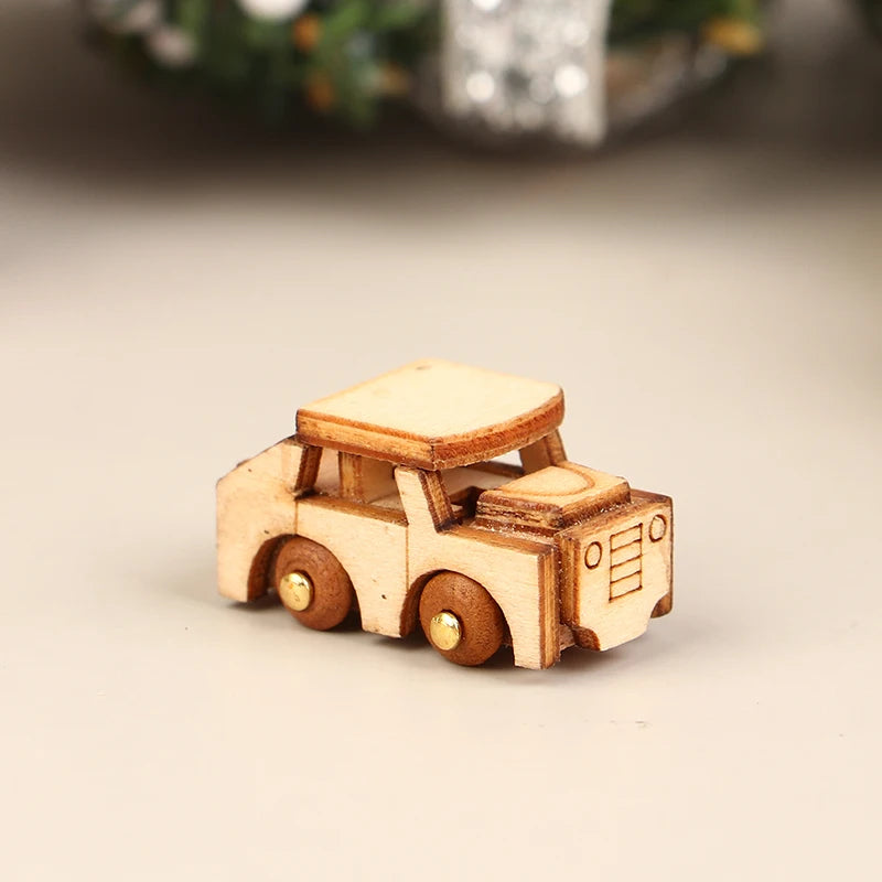 Christmas Handmade Wooden Music Box DIY Car Train Assembly Music Box Base Small Ornament Micro Landscape New Year Navidad Gift