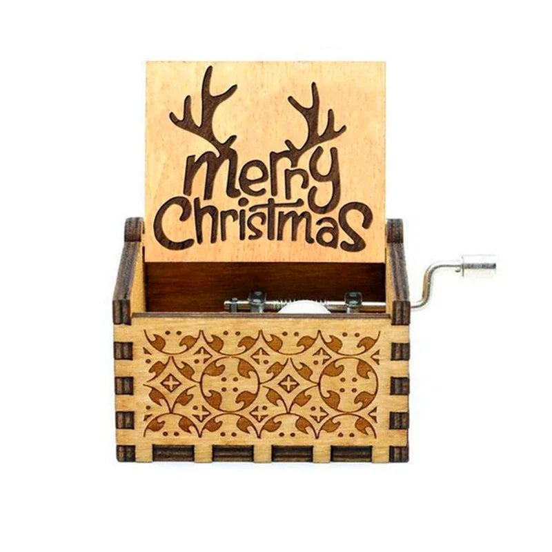 Wooden Hand-Crank Music Box – “We Wish You a Merry Christmas”