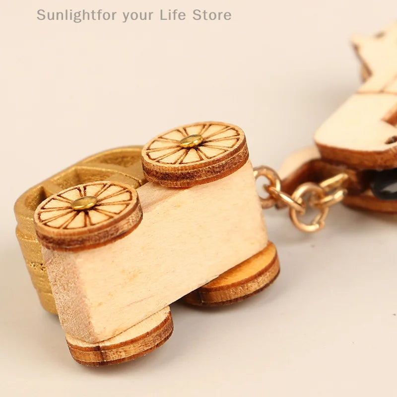 Christmas Handmade Wooden Music Box DIY Car Train Assembly Music Box Base Small Ornament Micro Landscape New Year Navidad Gift