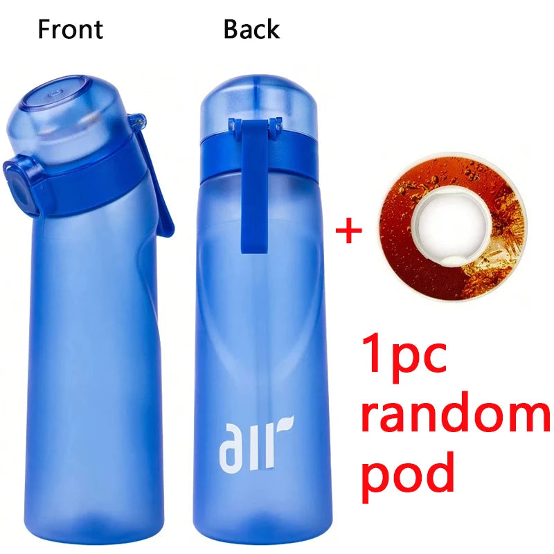 1pc Air Water Bottle With 1pc Random Round Shape Flavor Pod Sports Straw Plastic Cup Leak Proof Outdoor Travel Sports Bottles
