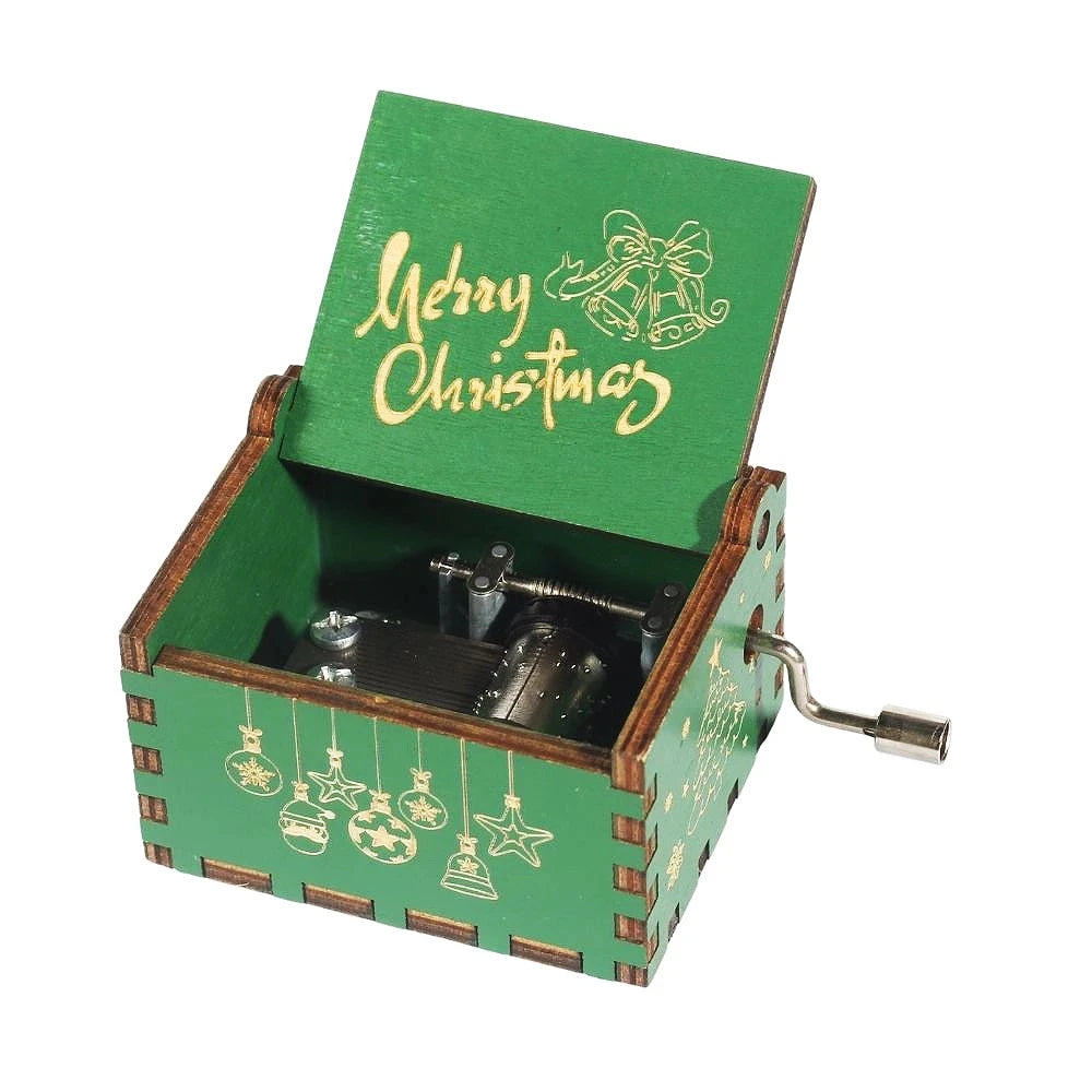 Wooden Hand-Crank Music Box – “We Wish You a Merry Christmas”