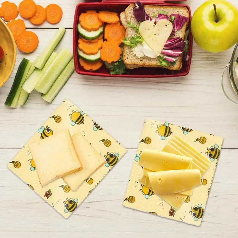 3pcs Reusable Food Fresh Keeping Cloth Organic Storage Natural Food Grade Beeswax Food Wrap Eco Friendly Kitchen Food Packaging