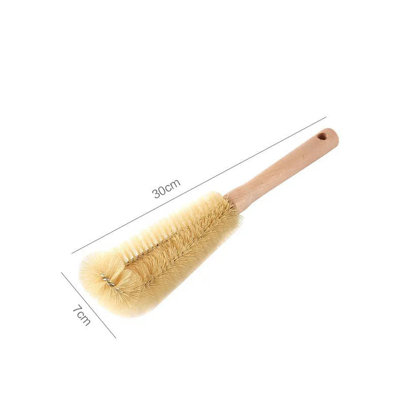 Bottle Brush Cleaner with Long Wooden Handle – For Cups, Bottles & Jugs