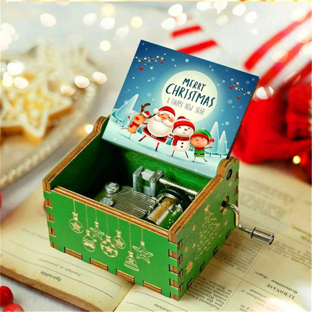 Wooden Hand-Crank Music Box – “We Wish You a Merry Christmas”