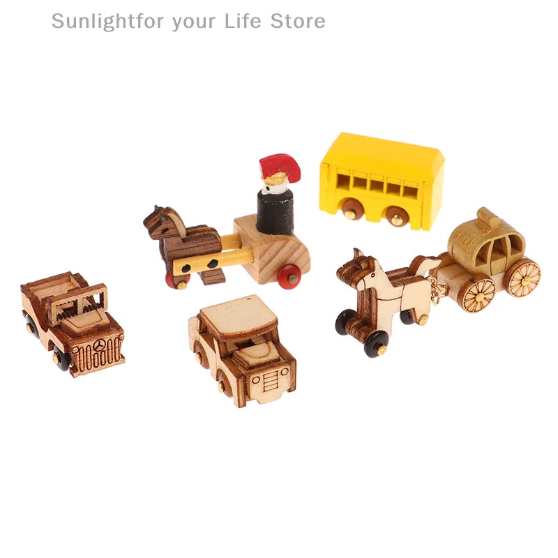 Christmas Handmade Wooden Music Box DIY Car Train Assembly Music Box Base Small Ornament Micro Landscape New Year Navidad Gift