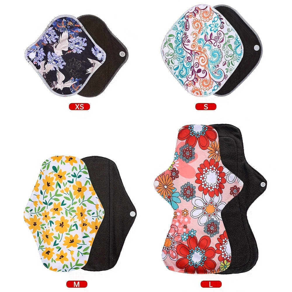 5pcs/10pcs Reusable Sanitary Menstrual Pad, Bamboo Cloth Pads For Heavy Flow Large Sanitary Pads Set With Wings For Women, Washable Overnight Cloth Panty Liners Period Pads