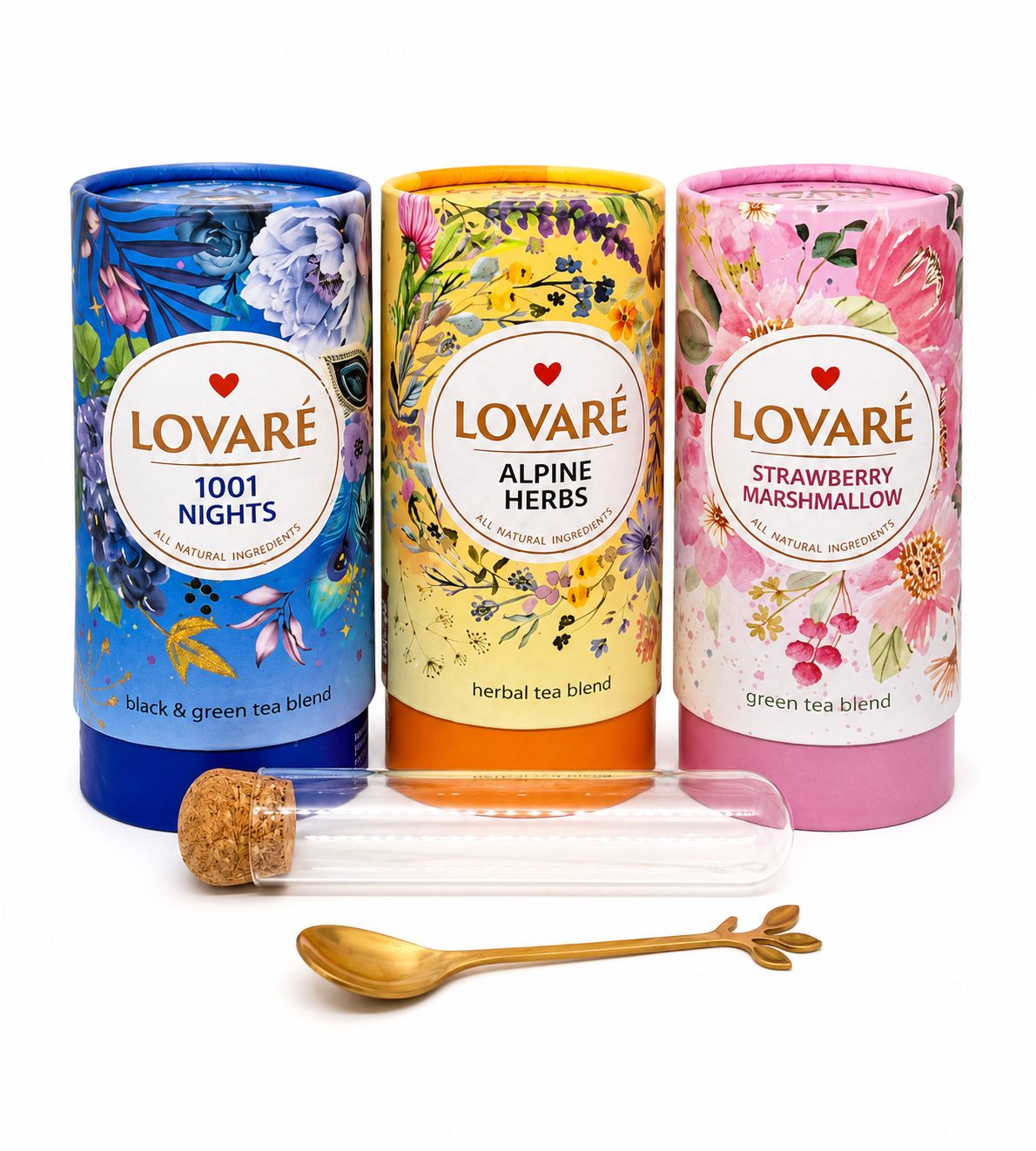 Luxury Tea Lover Gift Set – Premium Lovaré Tea Collection with Gold Spoon & Glass Tea Infuser