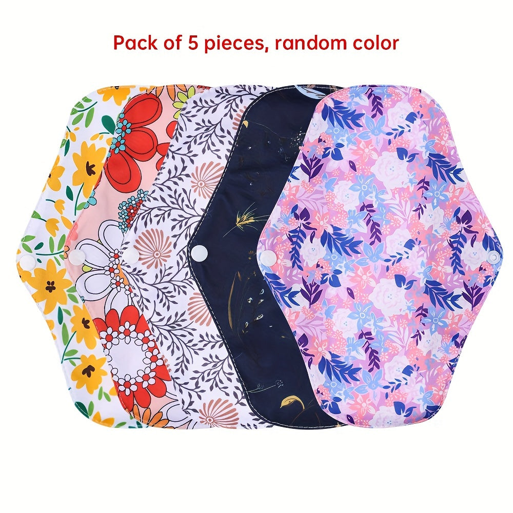 5pcs/10pcs Reusable Sanitary Menstrual Pad, Bamboo Cloth Pads For Heavy Flow Large Sanitary Pads Set With Wings For Women, Washable Overnight Cloth Panty Liners Period Pads