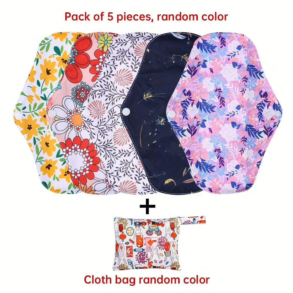 5pcs/10pcs Reusable Sanitary Menstrual Pad, Bamboo Cloth Pads For Heavy Flow Large Sanitary Pads Set With Wings For Women, Washable Overnight Cloth Panty Liners Period Pads
