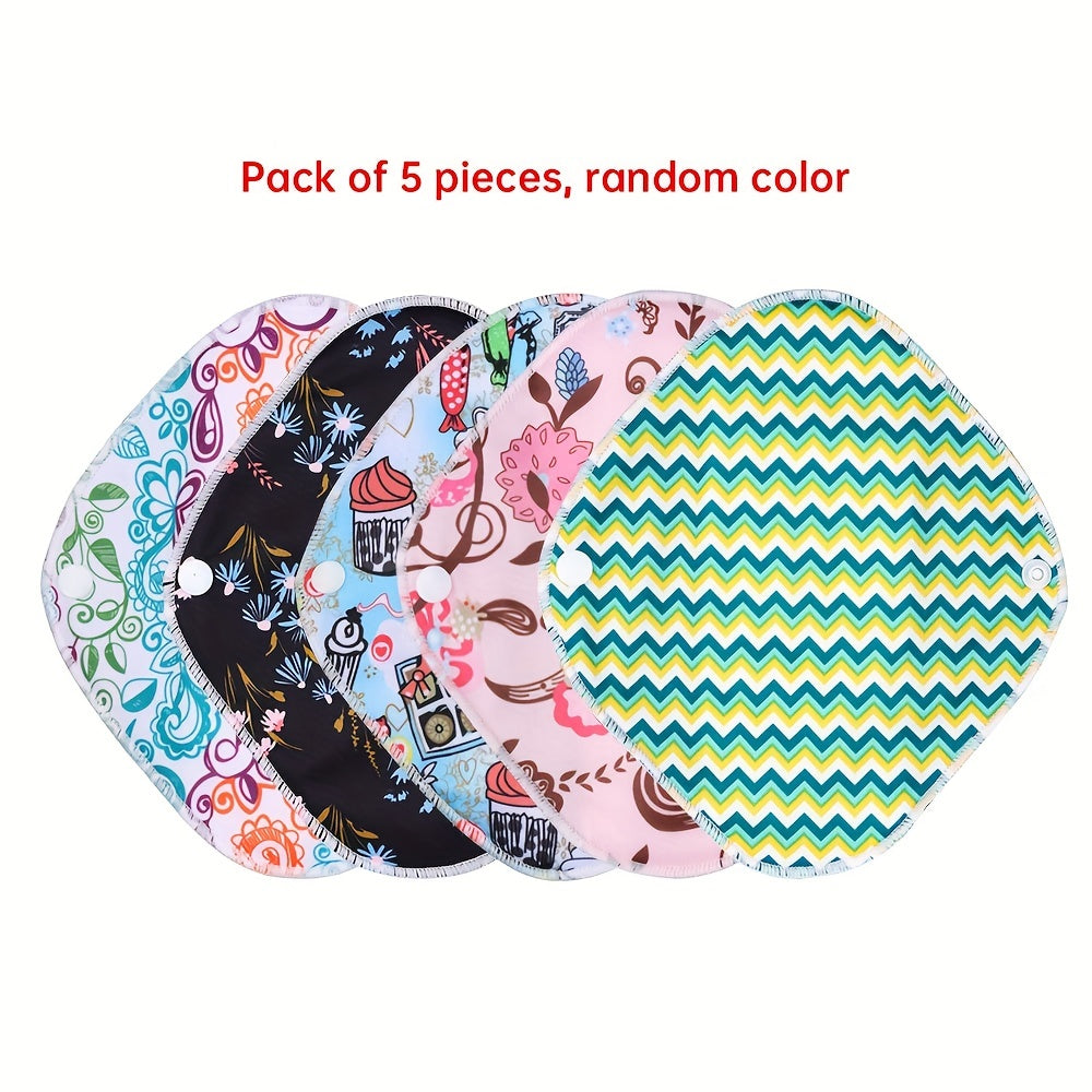 5pcs/10pcs Reusable Sanitary Menstrual Pad, Bamboo Cloth Pads For Heavy Flow Large Sanitary Pads Set With Wings For Women, Washable Overnight Cloth Panty Liners Period Pads