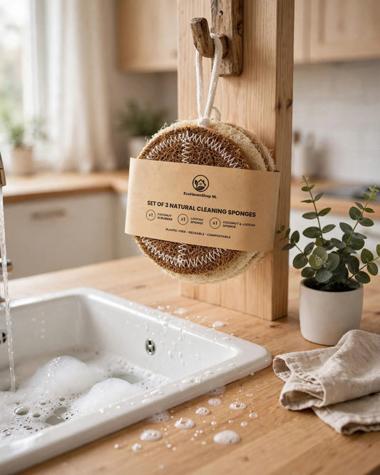 Natural Cleaning Sponge Set – 3 Piece Coconut & Loofah Kitchen Sponges – Plastic-Free, Reusable & Compostable