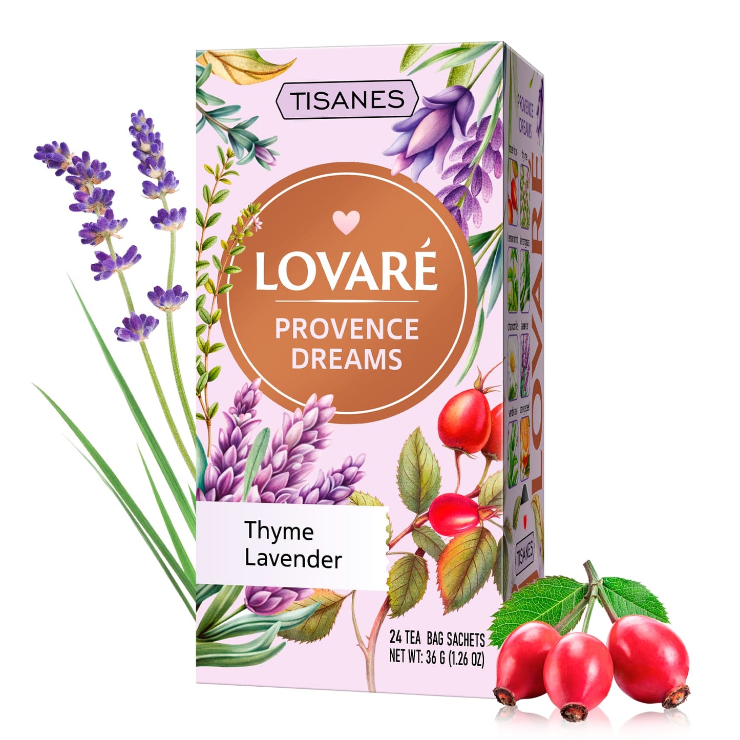 Lovaré Provence Dreams Herbal Tea | 24 Pyramid Tea Bags | Lavender Herbal Infusion