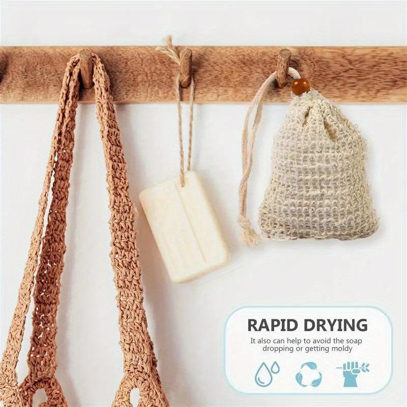 Natural Linen Soap Saver Bags – Eco-Friendly Exfoliating Bath Pouches (Set of 5 or 10)