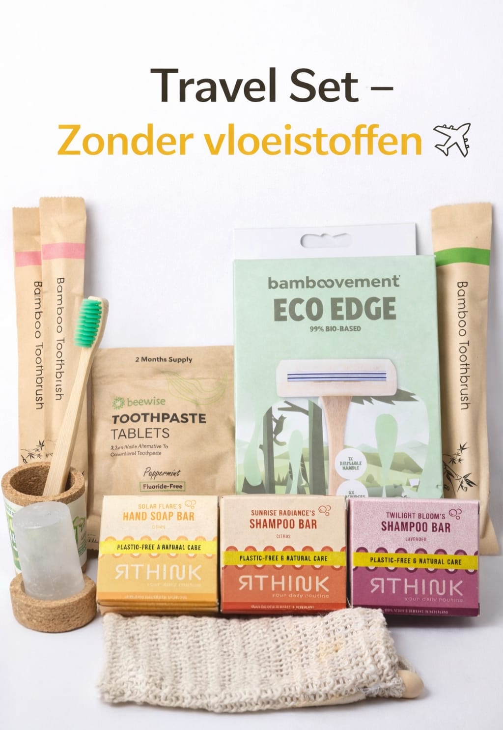 Familie Reis Set – Handbagage Proof & Plasticvrij | Complete Duurzame Travel Kit (4 Personen)