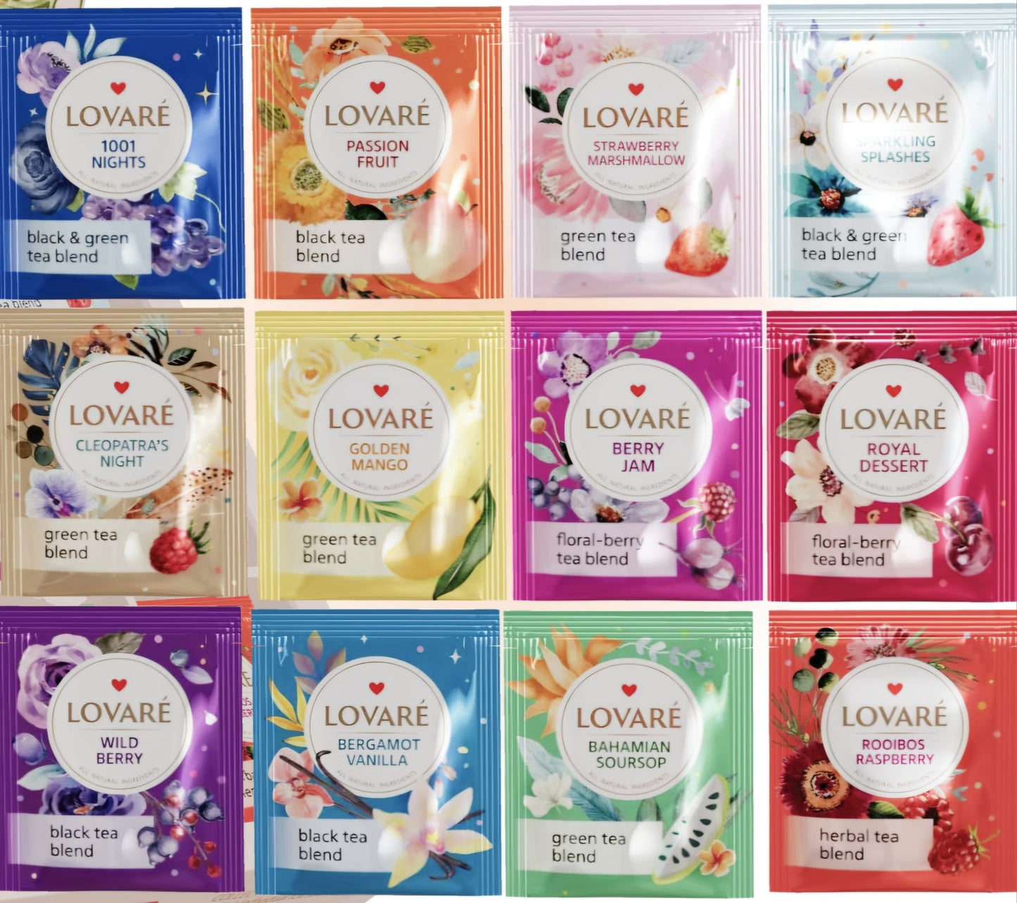 Lovaré Flowers & Tea Collection – Luxury Tea Gift Set (60 Tea Bags)