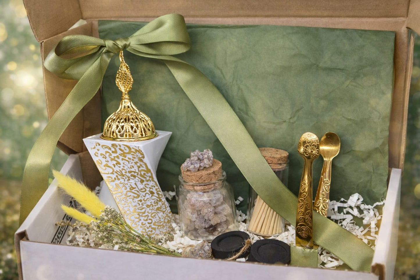 Arabic Incense Burner White Luxury Omani Luban Wellness Ritual Set