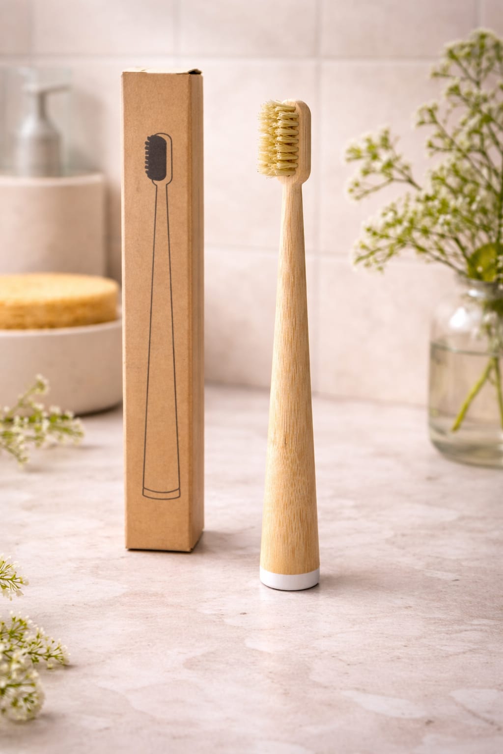 4-Pack Natural Bristle Bamboo Toothbrushes