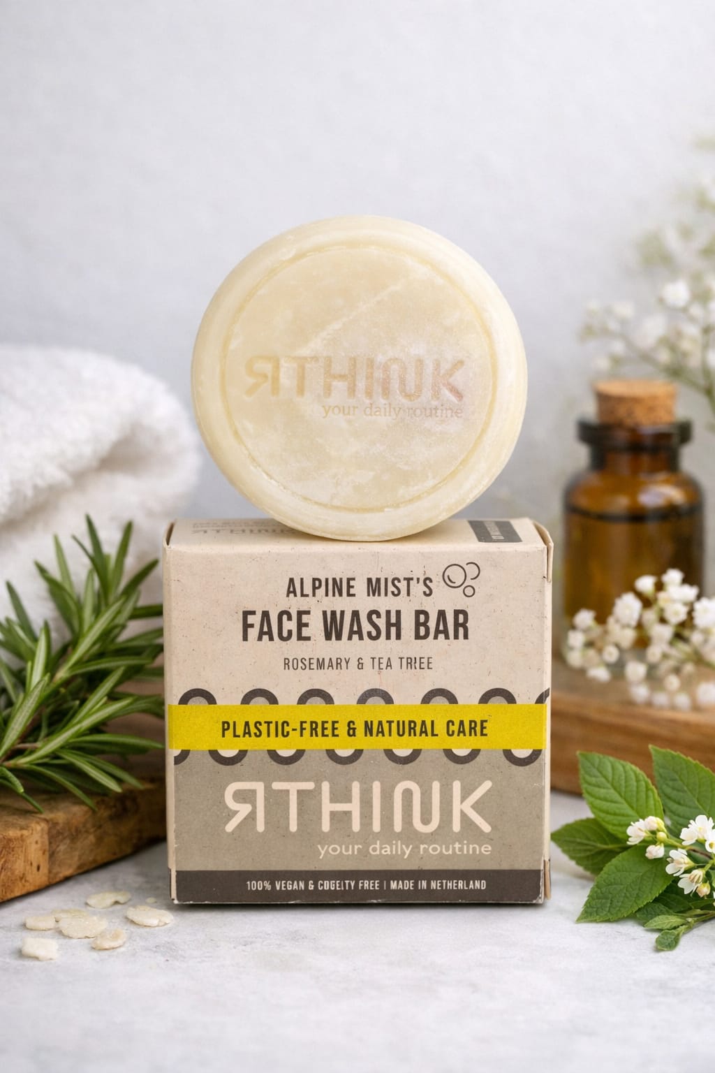 Alpine Mist Face Wash Bar – Rosemary & Tea Tree | Plastic-Free, Vegan Cleanser – 75g