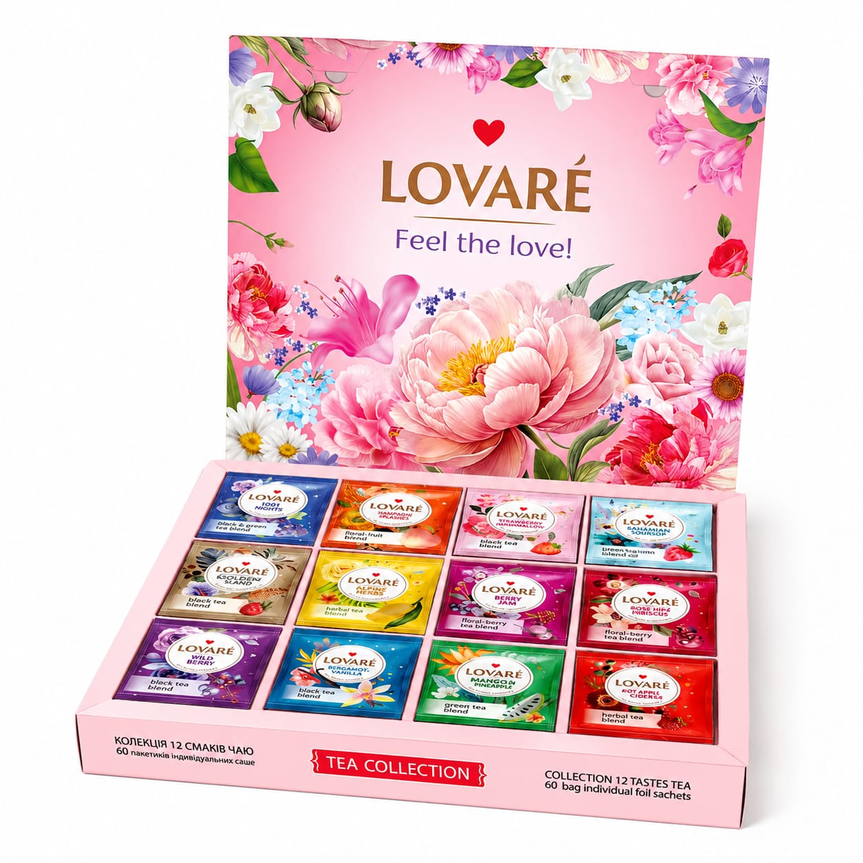 Lovaré Flowers & Tea Collection – Luxury Tea Gift Set (60 Tea Bags)