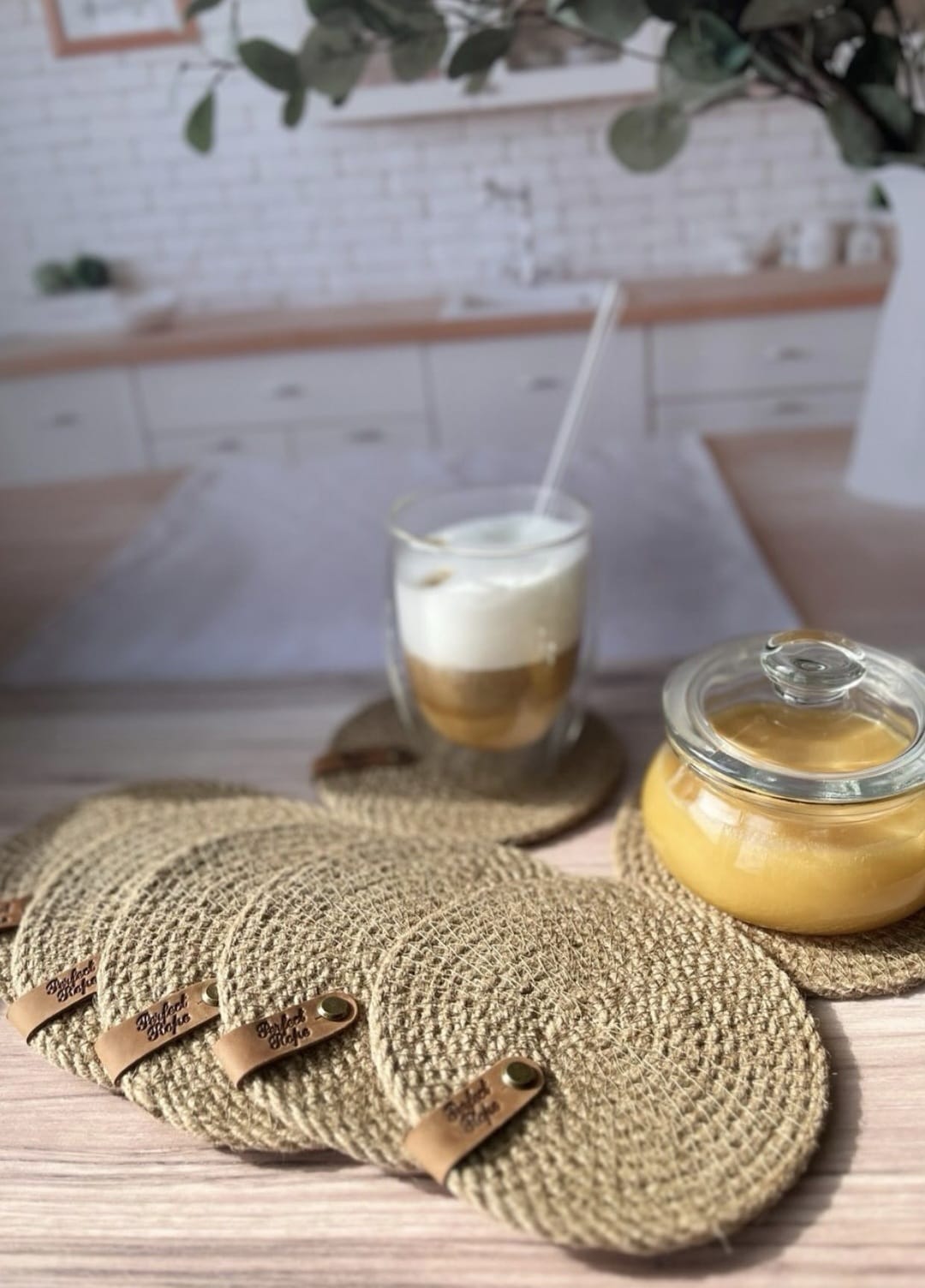 Handmade Jute Coasters – Natural Eco Table Coasters 15 cm | Handgemaakte Jute Onderzetters