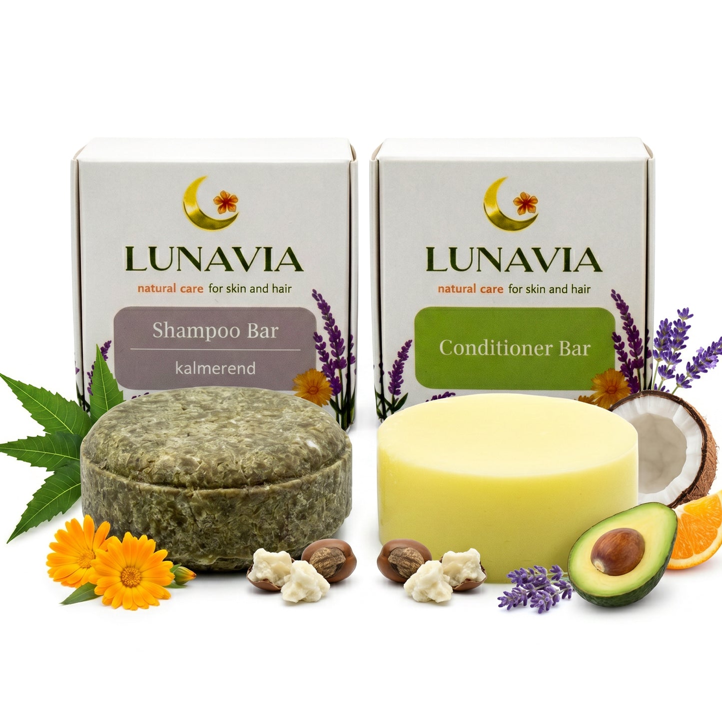 Natural Shampoo & Conditioner Bar Gift Set | Calming Hair Care for Sensitive Scalp | Plastic Free Hair Care | Eco Self Care Gift