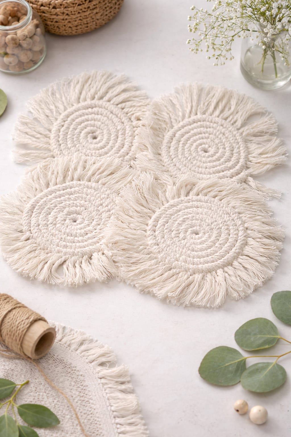 Handmade Macramé Coaster – Boho Cotton Mug Coaster