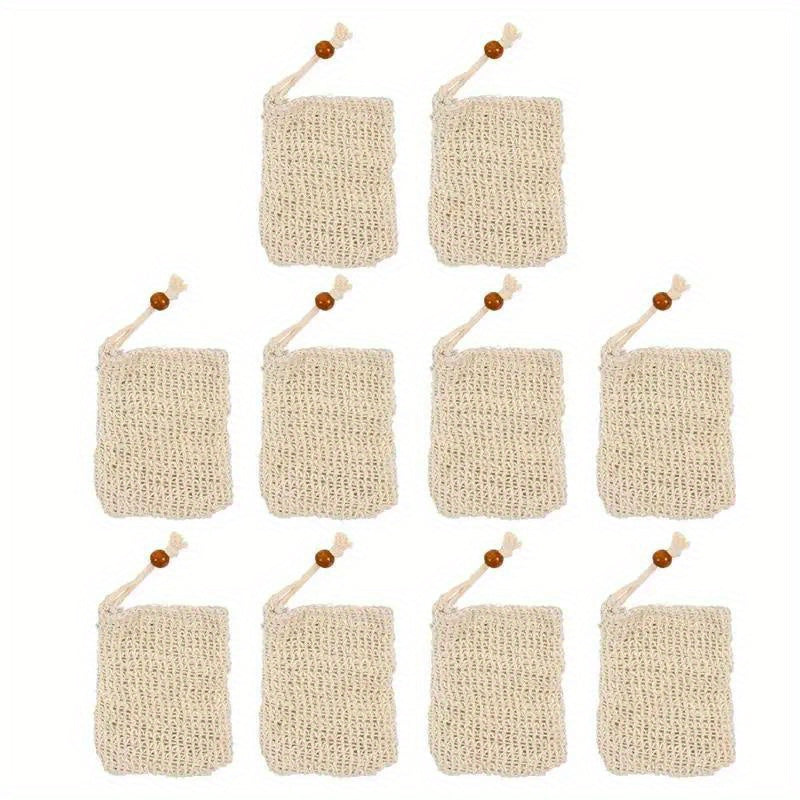 Natural Linen Soap Saver Bags – Eco-Friendly Exfoliating Bath Pouches (Set of 5 or 10)