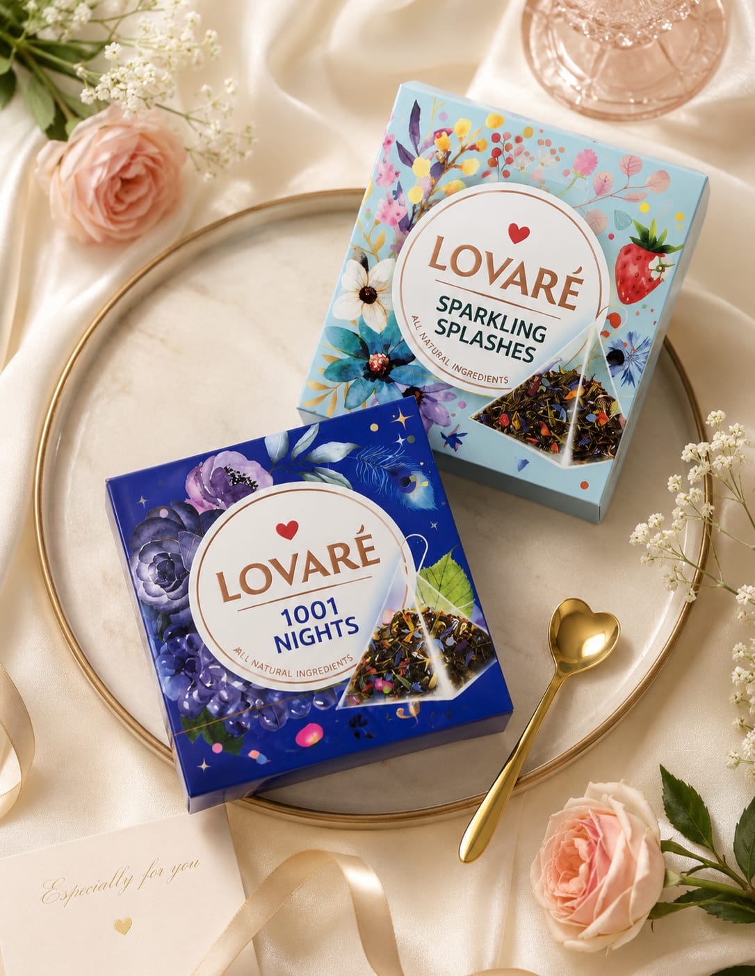 Luxury Tea Gift Set | Lovaré 1001 Nights & Sparkling Splashes | Tea Lover Gift | Mother's Day Gift | Birthday Gift for Women