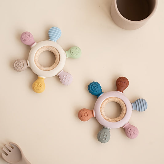 Baby Wooden & Silicone Teether – Rudder Shape